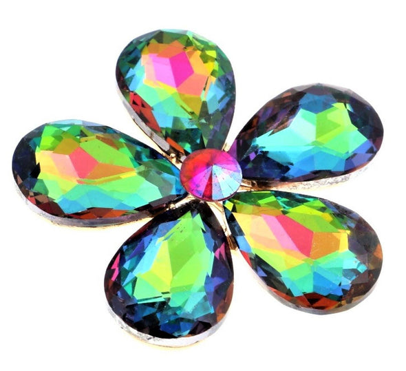 Multi-Color Crystal Flower Magnetic Brooch - QB's Magnetic Creations