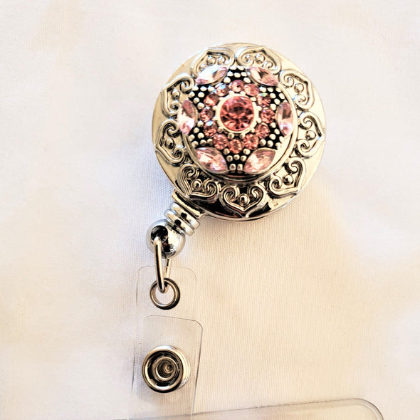Retractable Beaded Hearts Magnetic Badge Holder - QB's Magnetic Creations