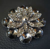 Black Floral Rhinestone Magnetic Brooch - QB's Magnetic Creations