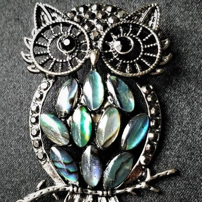 Abalone Owl Magnetic Brooch - QB's Magnetic Creations