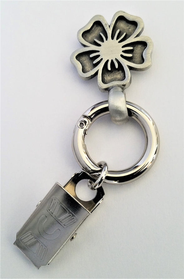 Silver Flower Magnetic Badge / Eyeglass Holder - QB's Magnetic Creations