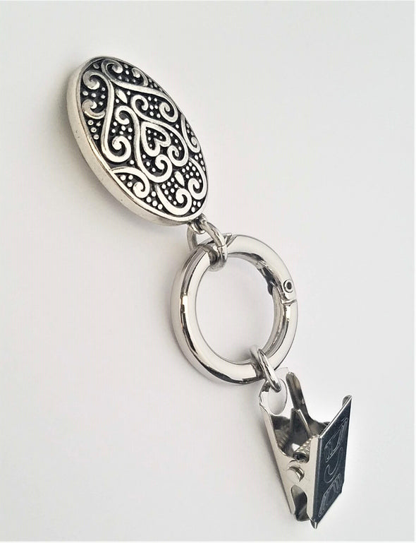 Silver Oval Magnetic Badge / Eyeglass Holder - QB's Magnetic Creations