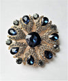 Blue & Gold Rhinestone Magnetic Brooch - QB's Magnetic Creations