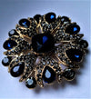 Blue & Gold Rhinestone Magnetic Brooch - QB's Magnetic Creations