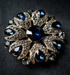 Blue & Gold Rhinestone Magnetic Brooch - QB's Magnetic Creations